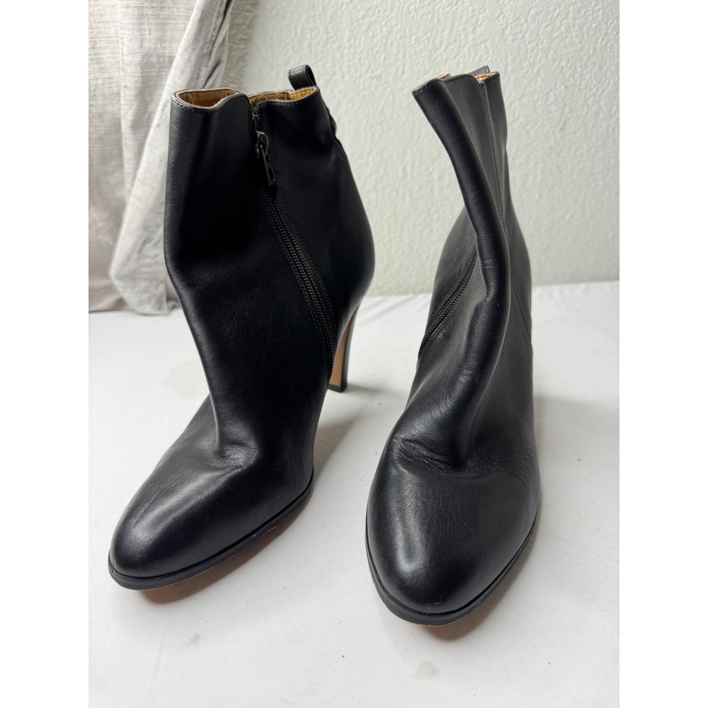 Coach Womens Black Leather Ankle Boots Stiletto Heel Side Zip Almond Toe Size 9